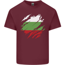 Torn Bulgaria Flag Bulgarian Day Football Mens Cotton T-Shirt Tee Top Maroon