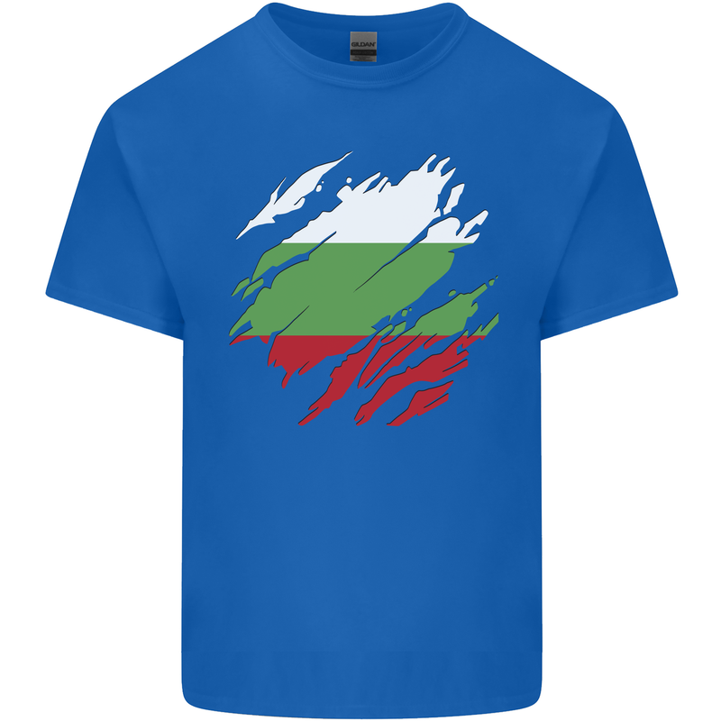 Torn Bulgaria Flag Bulgarian Day Football Mens Cotton T-Shirt Tee Top Royal Blue