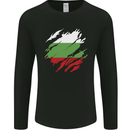 Torn Bulgaria Flag Bulgarian Day Football Mens Long Sleeve T-Shirt Black