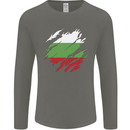 Torn Bulgaria Flag Bulgarian Day Football Mens Long Sleeve T-Shirt Charcoal
