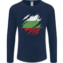 Torn Bulgaria Flag Bulgarian Day Football Mens Long Sleeve T-Shirt Navy Blue