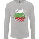 Torn Bulgaria Flag Bulgarian Day Football Mens Long Sleeve T-Shirt Sports Grey
