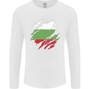 Torn Bulgaria Flag Bulgarian Day Football Mens Long Sleeve T-Shirt White