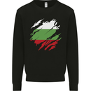 Torn Bulgaria Flag Bulgarian Day Football Mens Sweatshirt Jumper Black