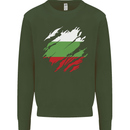 Torn Bulgaria Flag Bulgarian Day Football Mens Sweatshirt Jumper Forest Green