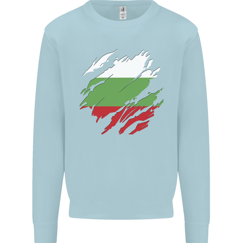 Torn Bulgaria Flag Bulgarian Day Football Mens Sweatshirt Jumper Light Blue
