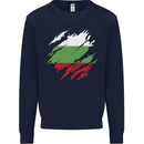Torn Bulgaria Flag Bulgarian Day Football Mens Sweatshirt Jumper Navy Blue