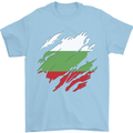 Torn Bulgaria Flag Bulgarian Day Football Mens T-Shirt 100% Cotton Light Blue