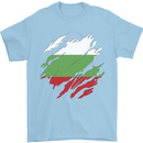 Torn Bulgaria Flag Bulgarian Day Football Mens T-Shirt 100% Cotton Light Blue