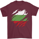 Torn Bulgaria Flag Bulgarian Day Football Mens T-Shirt 100% Cotton Maroon