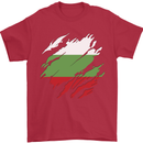 Torn Bulgaria Flag Bulgarian Day Football Mens T-Shirt 100% Cotton Red