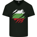 Torn Bulgaria Flag Bulgarian Day Football Mens V-Neck Cotton T-Shirt Black