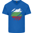 Torn Bulgaria Flag Bulgarian Day Football Mens V-Neck Cotton T-Shirt Royal Blue