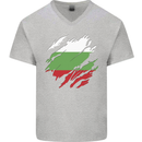 Torn Bulgaria Flag Bulgarian Day Football Mens V-Neck Cotton T-Shirt Sports Grey