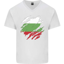 Torn Bulgaria Flag Bulgarian Day Football Mens V-Neck Cotton T-Shirt White
