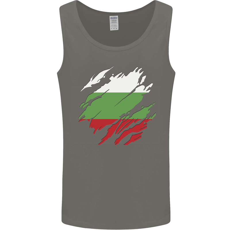 Torn Bulgaria Flag Bulgarian Day Football Mens Vest Tank Top Charcoal
