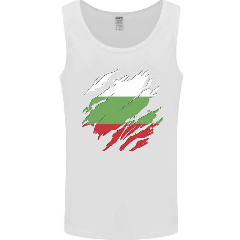 Torn Bulgaria Flag Bulgarian Day Football Mens Vest Tank Top White