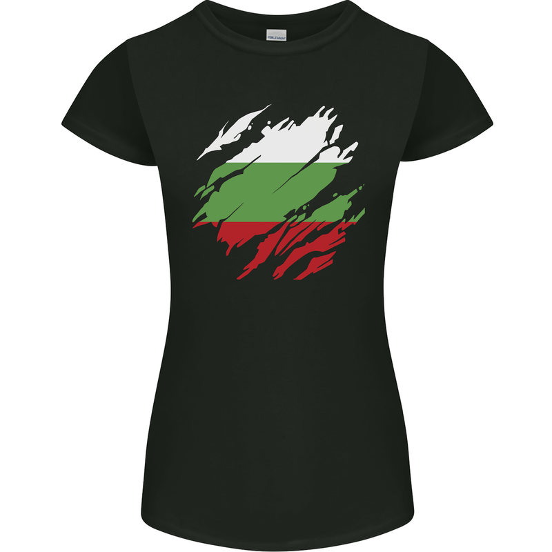 Torn Bulgaria Flag Bulgarian Day Football Womens Petite Cut T-Shirt Black