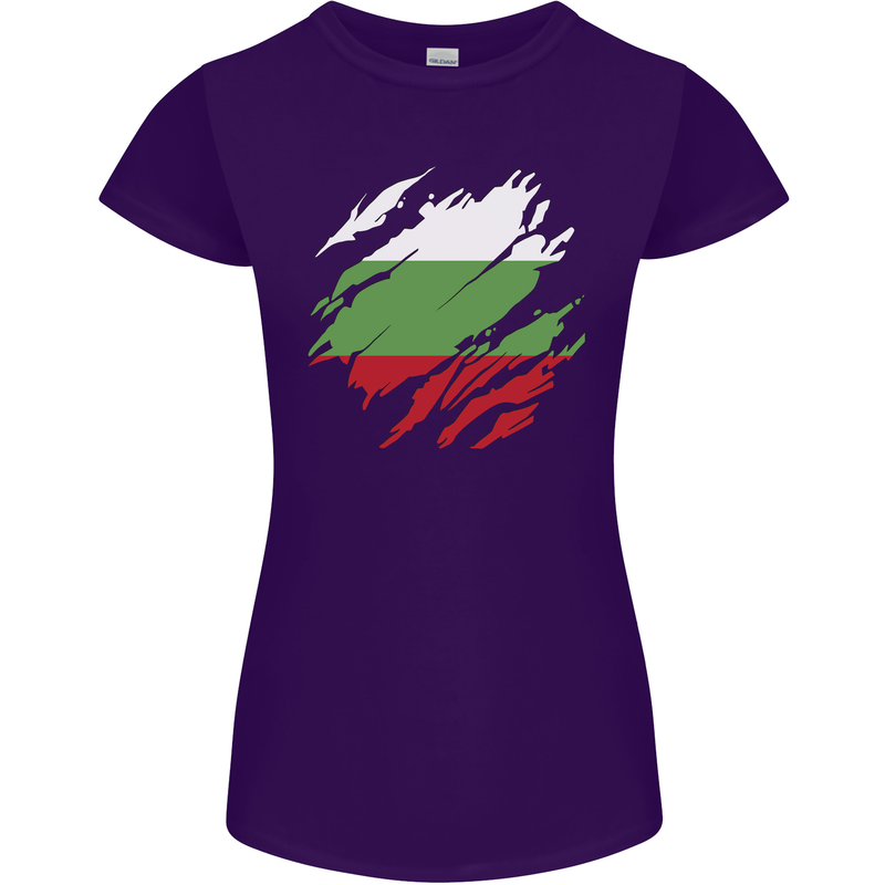 Torn Bulgaria Flag Bulgarian Day Football Womens Petite Cut T-Shirt Purple