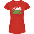 Torn Bulgaria Flag Bulgarian Day Football Womens Petite Cut T-Shirt Red