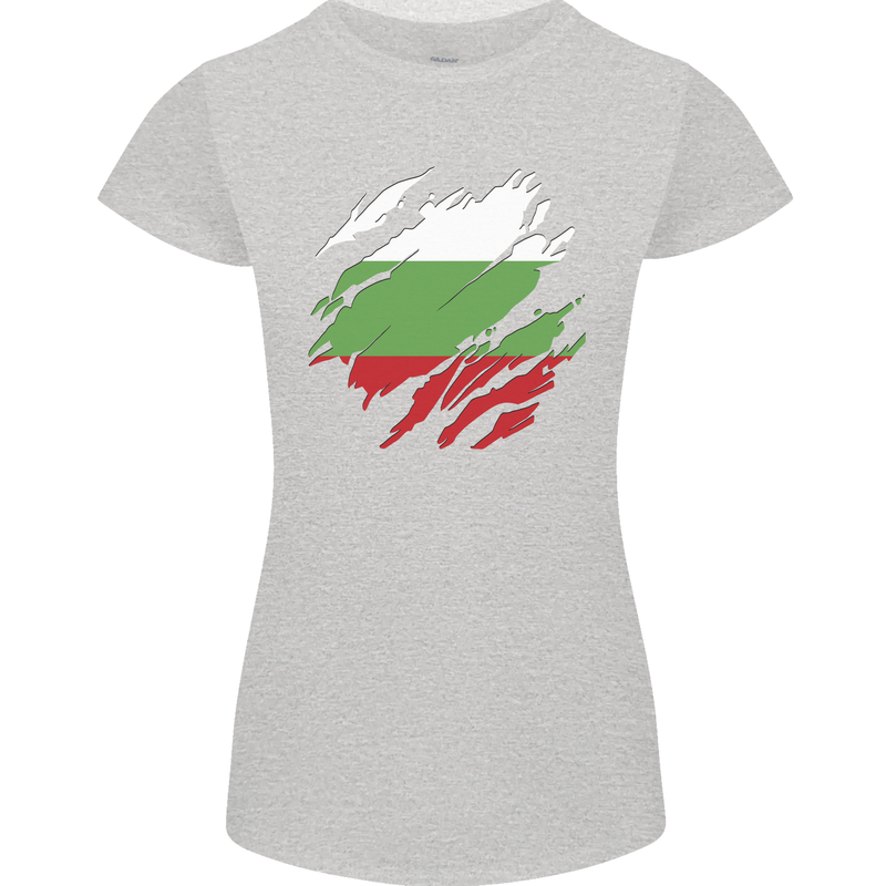 Torn Bulgaria Flag Bulgarian Day Football Womens Petite Cut T-Shirt Sports Grey