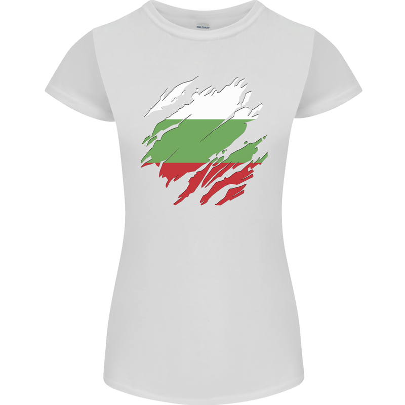 Torn Bulgaria Flag Bulgarian Day Football Womens Petite Cut T-Shirt White