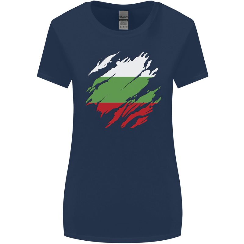 Torn Bulgaria Flag Bulgarian Day Football Womens Wider Cut T-Shirt Navy Blue