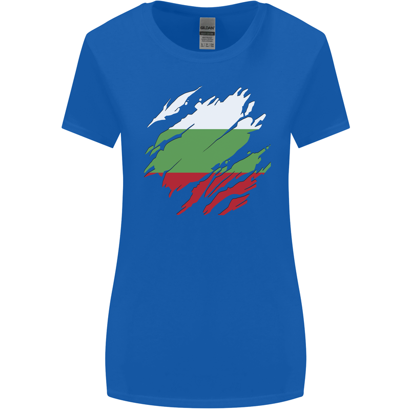 Torn Bulgaria Flag Bulgarian Day Football Womens Wider Cut T-Shirt Royal Blue
