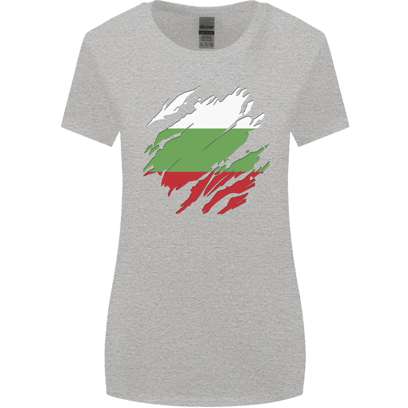 Torn Bulgaria Flag Bulgarian Day Football Womens Wider Cut T-Shirt Sports Grey