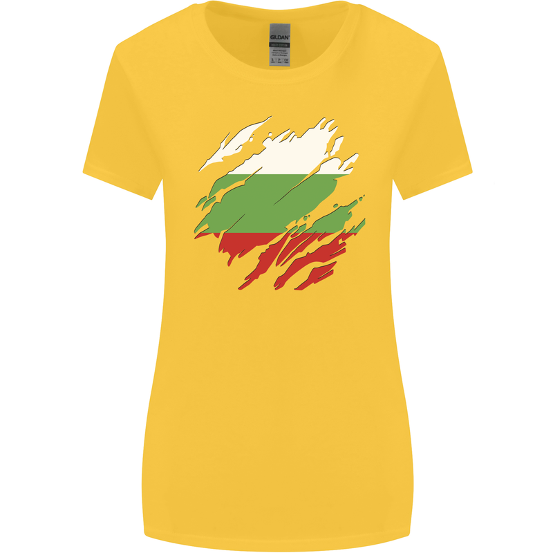 Torn Bulgaria Flag Bulgarian Day Football Womens Wider Cut T-Shirt Yellow