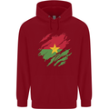 Torn Burkina Faso Flag Day Football Childrens Kids Hoodie Red
