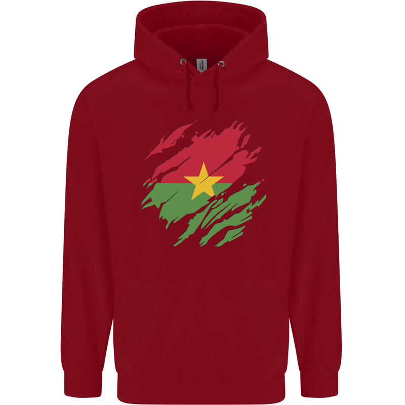 Torn Burkina Faso Flag Day Football Childrens Kids Hoodie Red