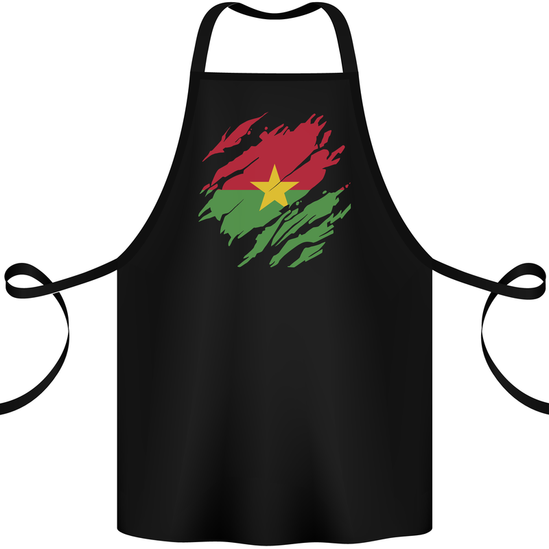 Torn Burkina Faso Flag Day Football Cotton Apron 100% Organic Black