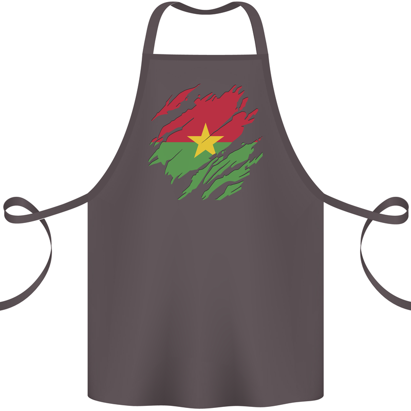 Torn Burkina Faso Flag Day Football Cotton Apron 100% Organic Dark Grey