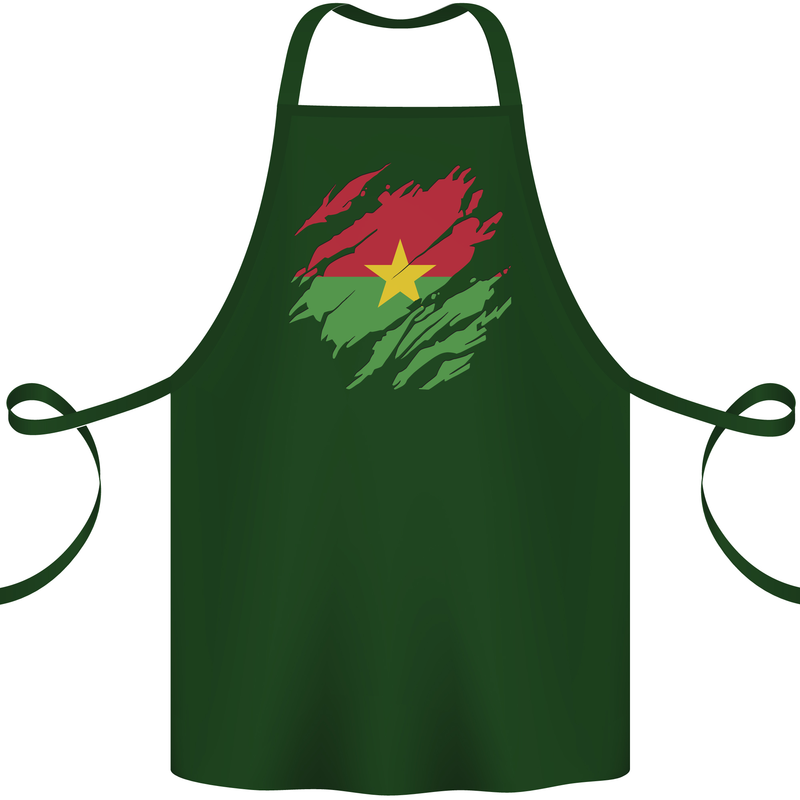 Torn Burkina Faso Flag Day Football Cotton Apron 100% Organic Forest Green
