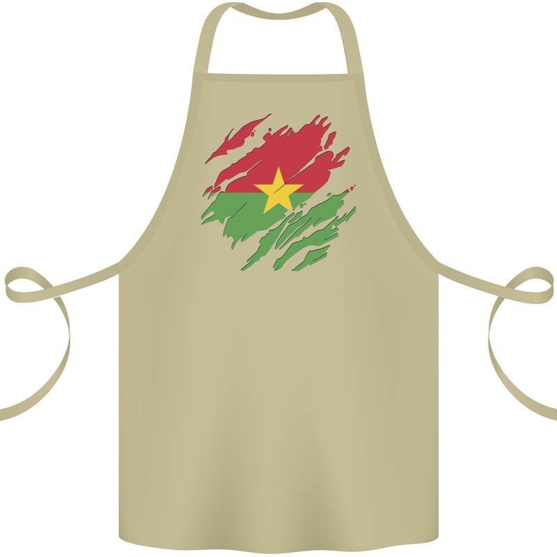 Torn Burkina Faso Flag Day Football Cotton Apron 100% Organic Khaki
