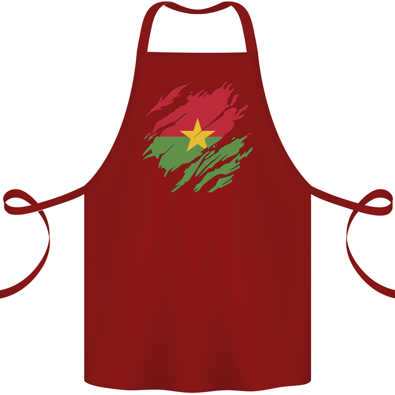 Torn Burkina Faso Flag Day Football Cotton Apron 100% Organic Maroon