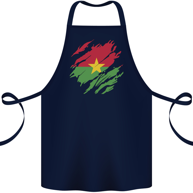 Torn Burkina Faso Flag Day Football Cotton Apron 100% Organic Navy Blue