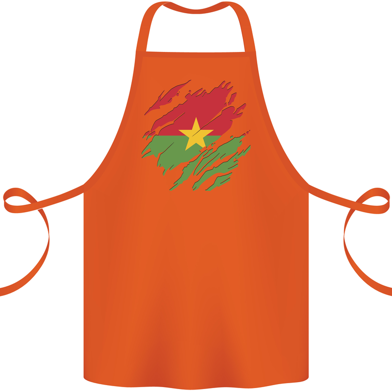 Torn Burkina Faso Flag Day Football Cotton Apron 100% Organic Orange