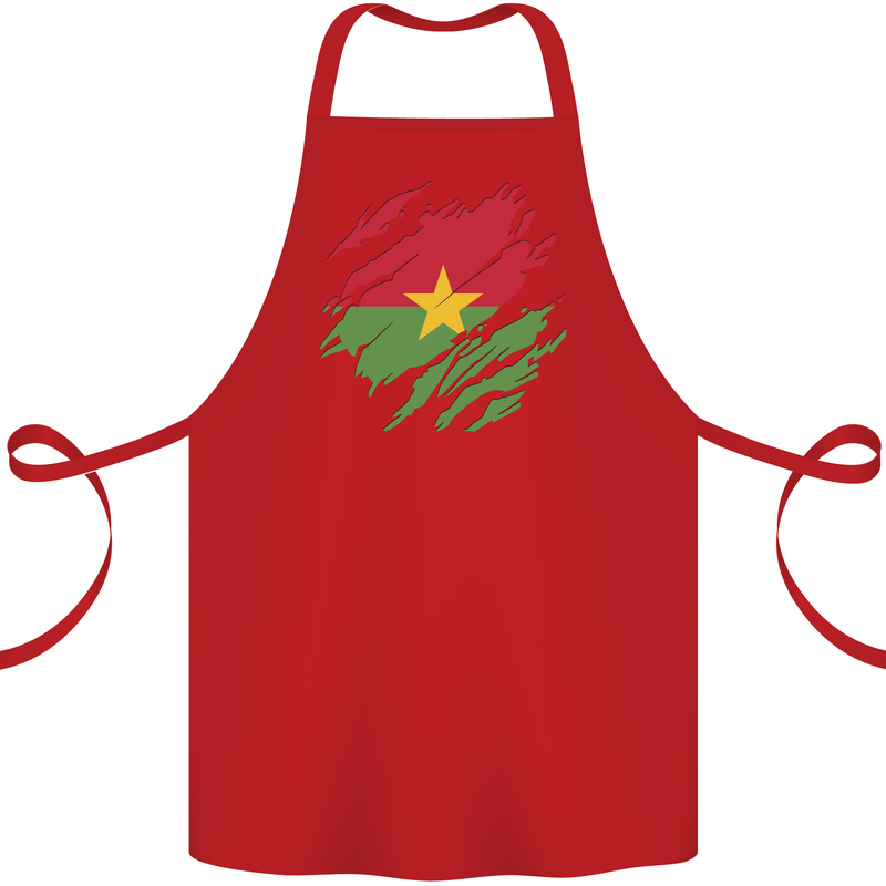 Torn Burkina Faso Flag Day Football Cotton Apron 100% Organic Red
