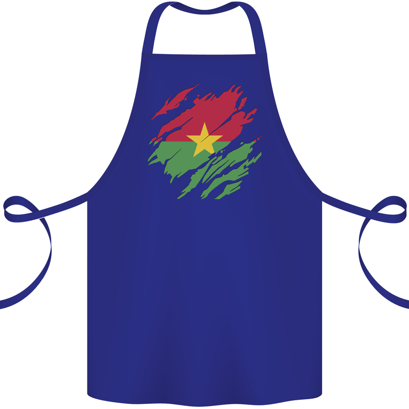 Torn Burkina Faso Flag Day Football Cotton Apron 100% Organic Royal Blue