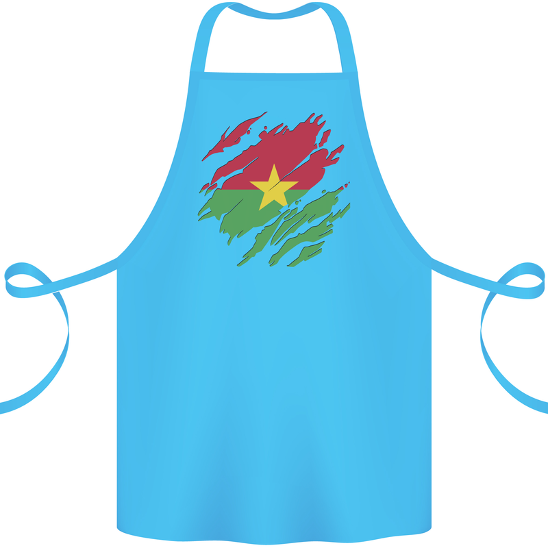 Torn Burkina Faso Flag Day Football Cotton Apron 100% Organic Turquoise