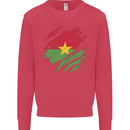 Torn Burkina Faso Flag Day Football Kids Sweatshirt Jumper Heliconia
