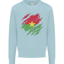 Torn Burkina Faso Flag Day Football Kids Sweatshirt Jumper Light Blue