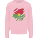 Torn Burkina Faso Flag Day Football Kids Sweatshirt Jumper Light Pink