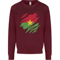 Torn Burkina Faso Flag Day Football Kids Sweatshirt Jumper Maroon