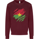 Torn Burkina Faso Flag Day Football Kids Sweatshirt Jumper Maroon