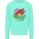 Torn Burkina Faso Flag Day Football Kids Sweatshirt Jumper Peppermint