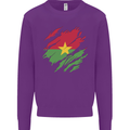 Torn Burkina Faso Flag Day Football Kids Sweatshirt Jumper Purple