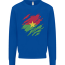 Torn Burkina Faso Flag Day Football Kids Sweatshirt Jumper Royal Blue